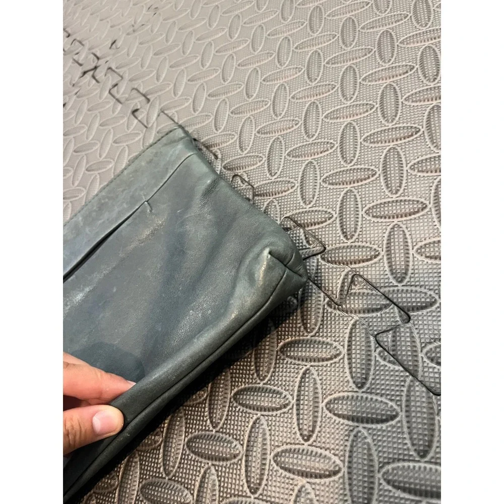 OPVS Clutch Bag Unisex OS Gray Blue Leather Distressed Minimalist Wristlet Pouch